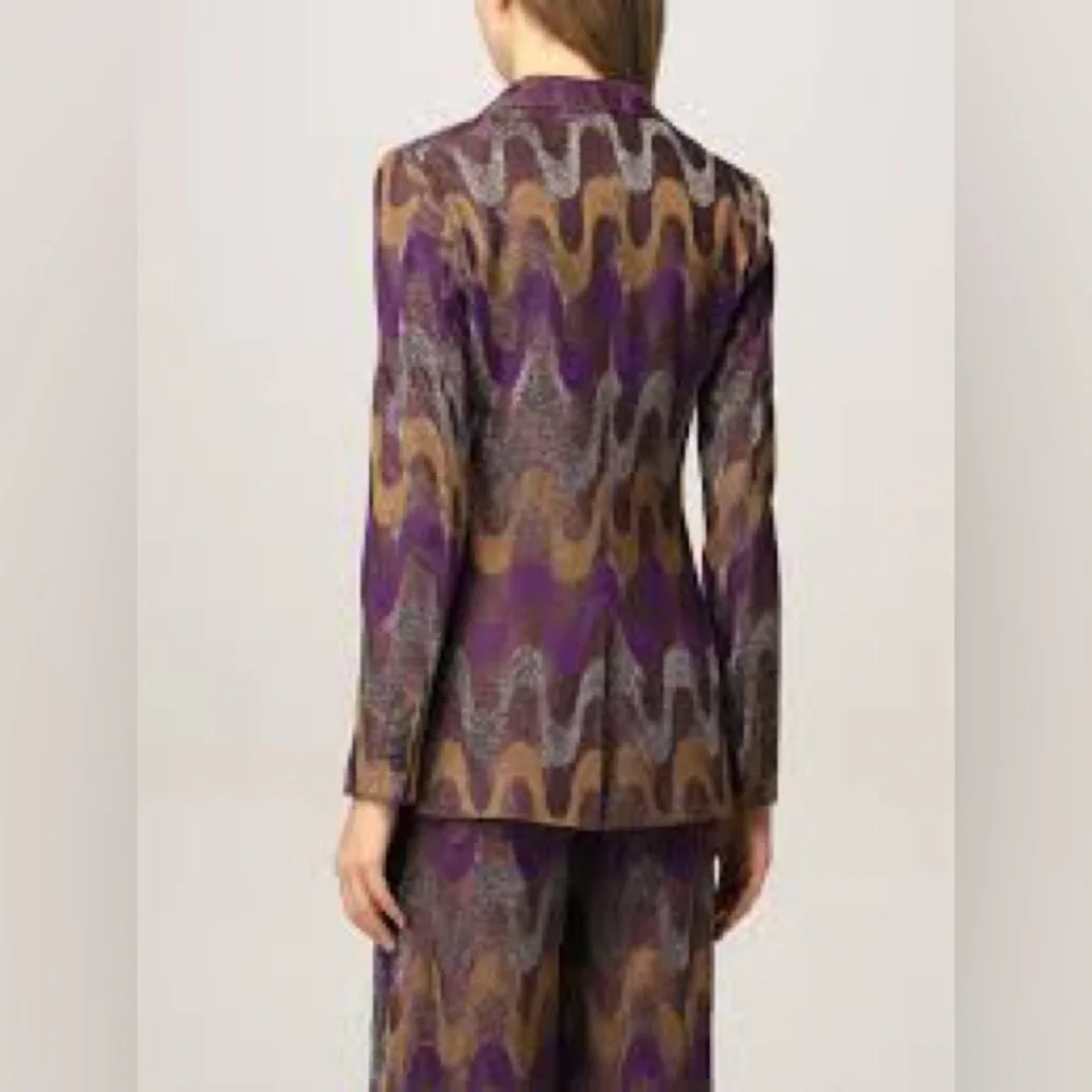 M MISSONI PURPLE ZIGZAG Metallic Blazer Jacket with Metallic Fiber - Picture 4 of 8